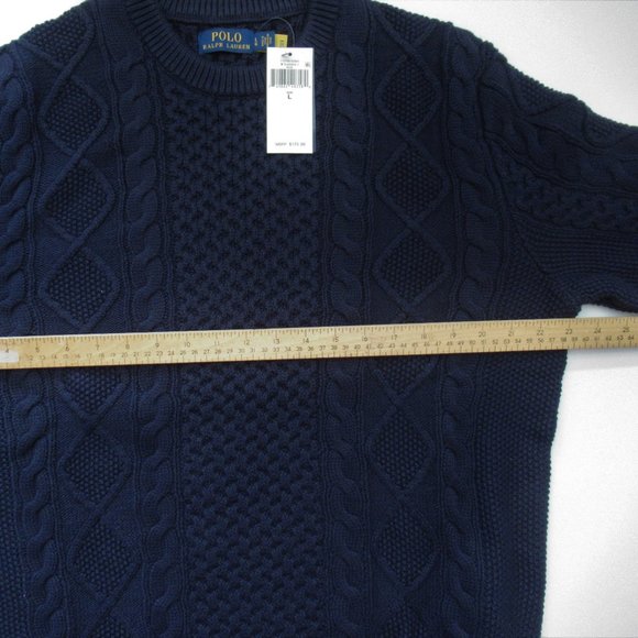 Ralph Lauren Iconic Aran Fisherman Cable Knit Crewneck Sweater NWT L XL - Picture 8 of 11